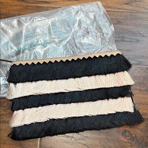 Black and pink Fringe Clutch